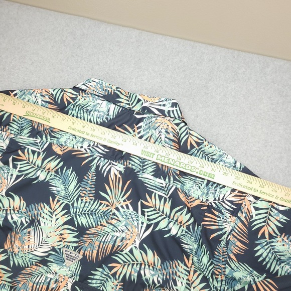 Columbia PFG Shirt Mens 5X Blue Tropical Palm Print Short Sleeve Fishing - Picture 11 of 12